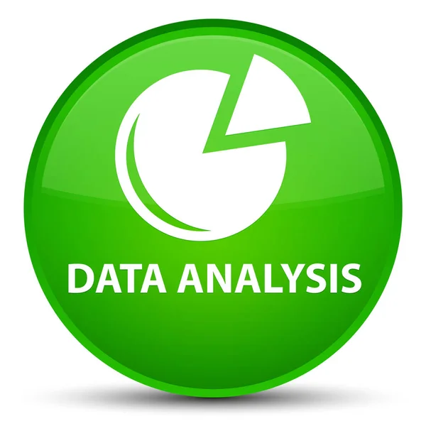 Analisis data (ikon grafik) tombol bundar hijau spesial — Stok Foto