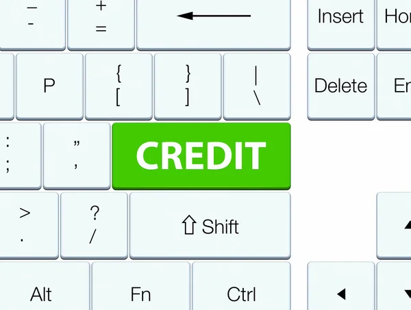 Crédito botón teclado verde suave —  Fotos de Stock