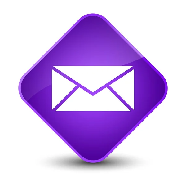 Tombol berlian ungu elegan ikon email — Stok Foto