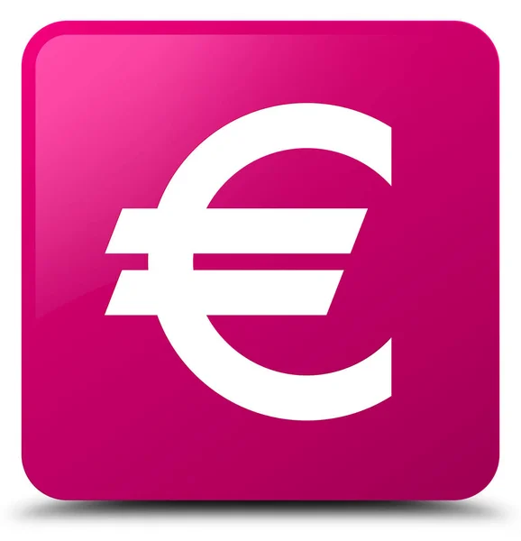 Euro icône signe rose bouton carré — Photo