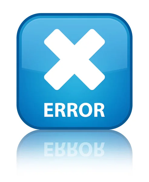 Error (cancelar icono) botón cuadrado azul cian especial — Foto de Stock