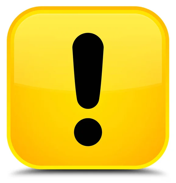 Felkiáltójel ikon külön sárga négyzet gomb — Stock Fotó