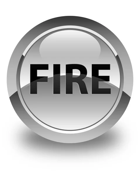 Fire glossy white round button — Stock Photo, Image