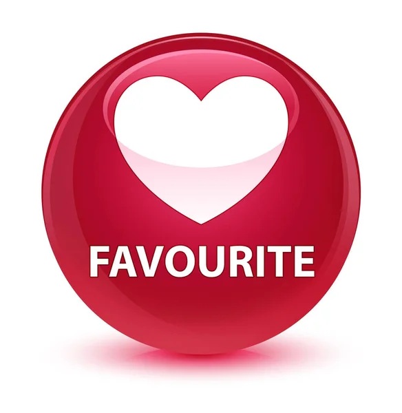 Favourite (heart icon) glassy pink round button — Stock Photo, Image