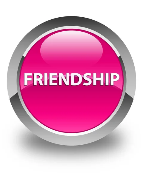 Barátság fényes rózsaszín kerek gomb — Stock Fotó