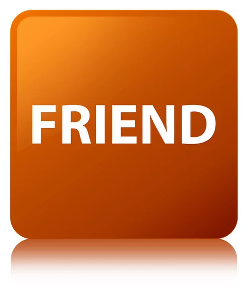 Przyjaciel brązowy kwadratowy przycisk — Zdjęcie stockowe