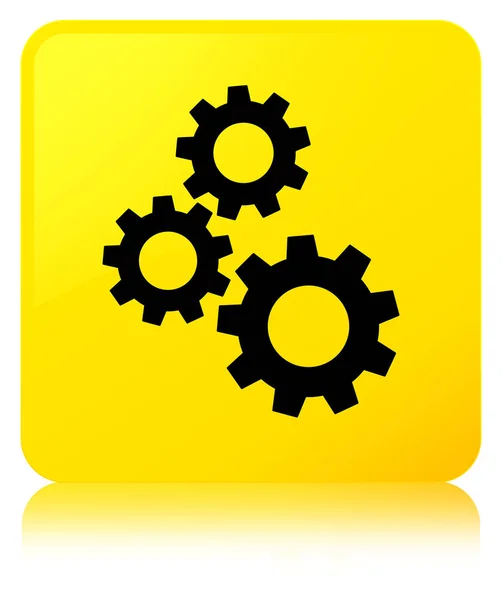 Γρανάζια εικονίδιο κίτρινο τετράγωνο κουμπί — Φωτογραφία Αρχείου