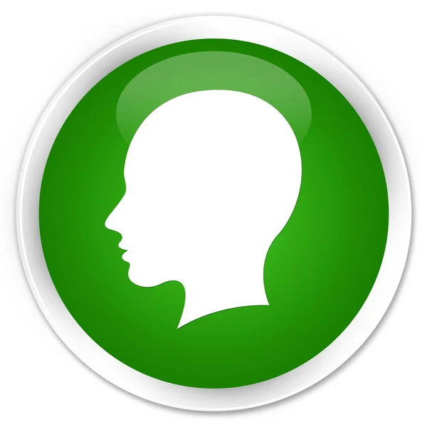 Head female face icon premium green round button