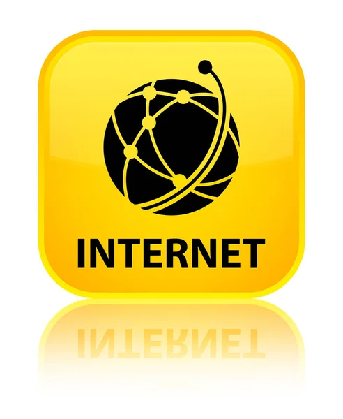 Internet (icône du réseau mondial) bouton carré jaune spécial — Photo