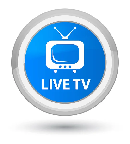 Live tv prime cyan blå runda knappen — Stockfoto