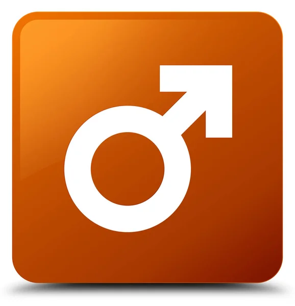 Icona segno maschile pulsante quadrato marrone — Foto Stock