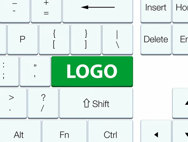 Logo botão teclado verde — Fotografia de Stock