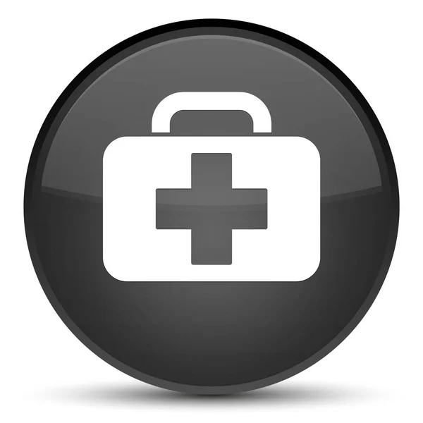 Піктограма медичної сумки спеціальна чорна кругла кнопка — стокове фото