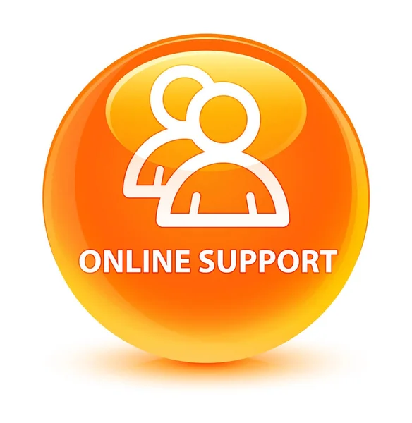 Online support (group icon) glassy orange round button — ストック写真