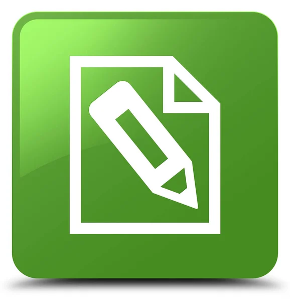 Карандаш на значке страницы мягкая зеленая квадратная кнопка — стоковое фото