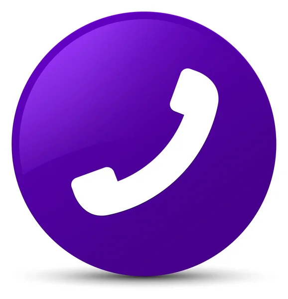 Telefoonpictogram paarse ronde knop — Stockfoto