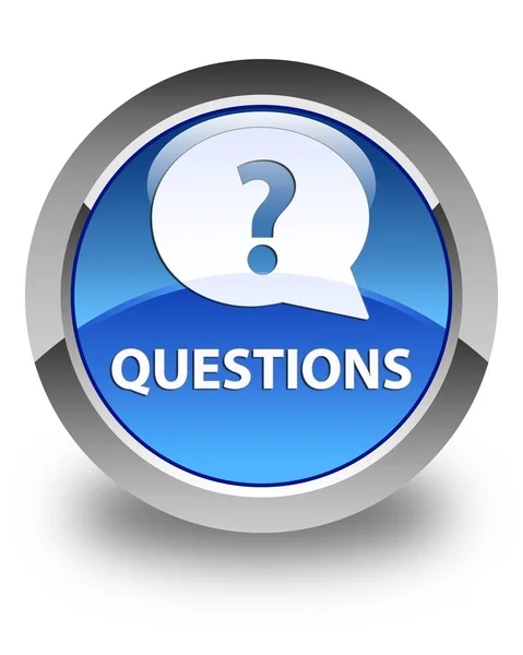 Perguntas (ícone de bolha) botão redondo azul brilhante — Fotografia de Stock