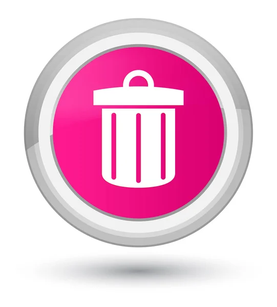 Lixeira ícone de primeira rosa botão redondo — Fotografia de Stock