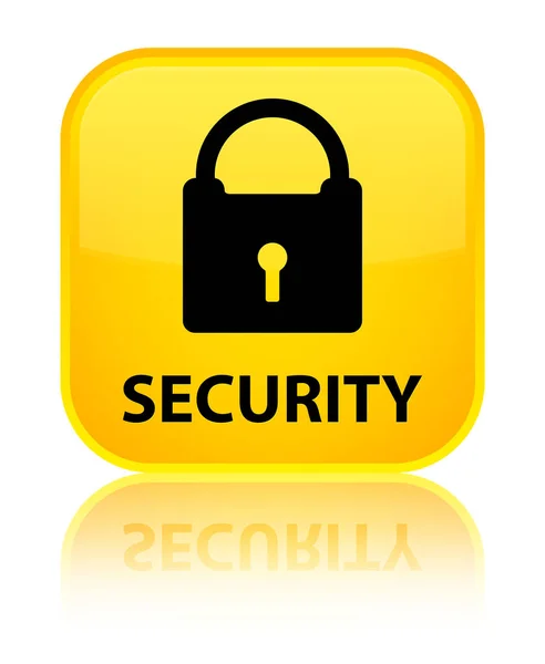 Sécurité (icône cadenas) bouton carré jaune spécial — Photo