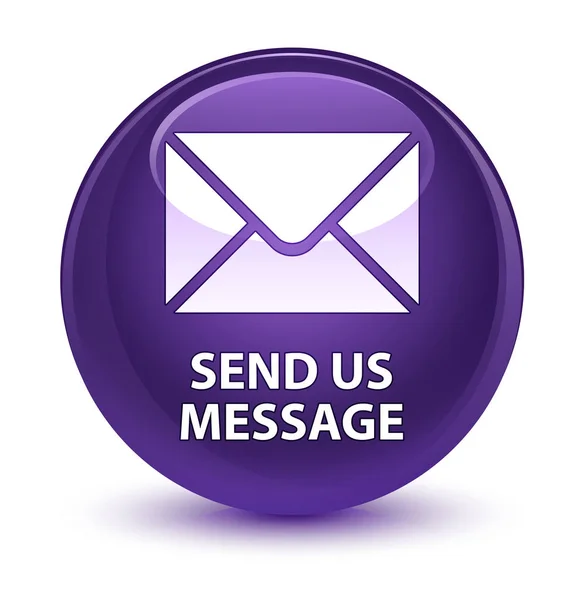 Send us message glass purple round button — стоковое фото
