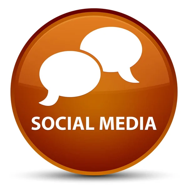 Sociale media (chat zeepbel pictogram) speciale bruin ronde knop — Stockfoto