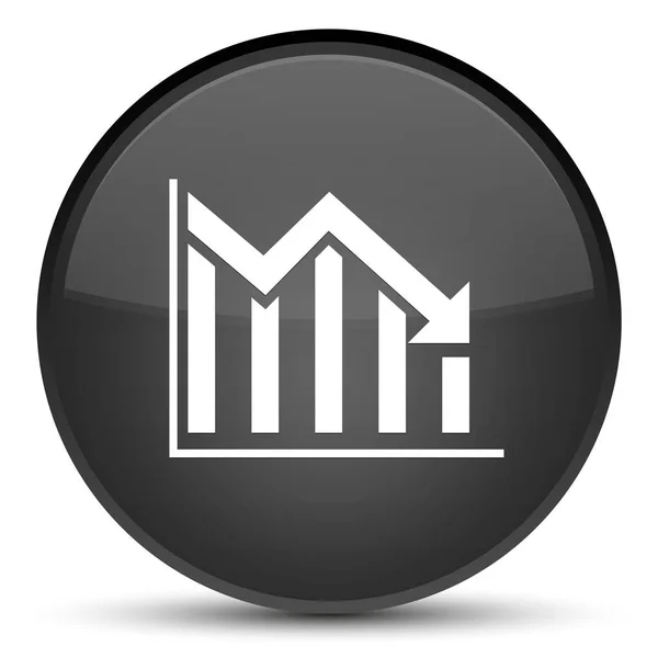 アイコン特別な黒い丸いボタン ダウン統計 — ストック写真