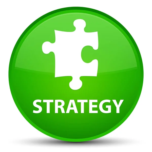 Estrategia (icono del rompecabezas) botón redondo verde especial — Foto de Stock