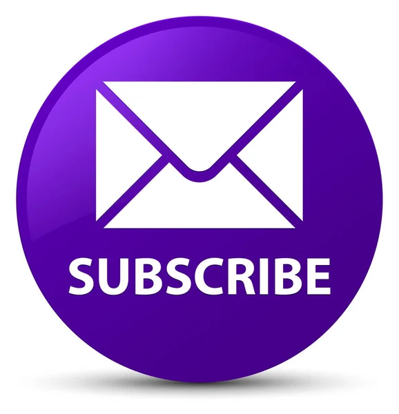 订阅 (电子邮件图标) 紫色圆形按钮 — 图库照片