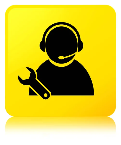 Tech podporu žluté čtvercové tlačítko — Stock fotografie