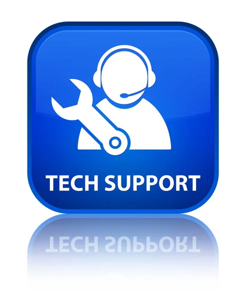 Tech support speciella blå fyrkantiga knappen — Stockfoto