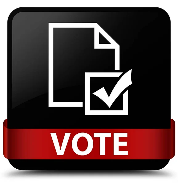 중간에 투표 (설문 아이콘) 검은 사각형 버튼 레드 리본 — 스톡 사진
