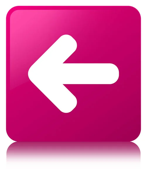 Vissza a nyíl ikon rózsaszín négyzet gomb — Stock Fotó