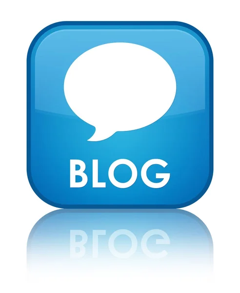 Blog (icono de conversación) botón cuadrado azul cian especial — Foto de Stock