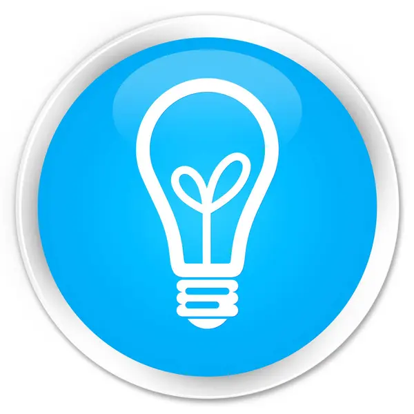 Ícone da lâmpada ciano prémio botão redondo azul — Fotografia de Stock