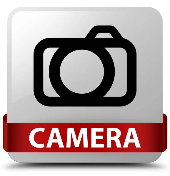 Camera white square button red ribbon in middle — Stock Photo, Image