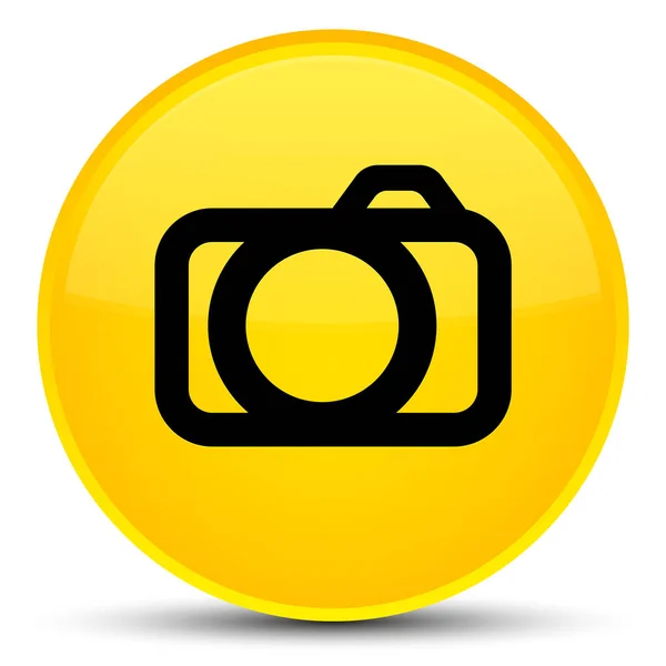 Icona della fotocamera speciale pulsante rotondo giallo — Foto Stock