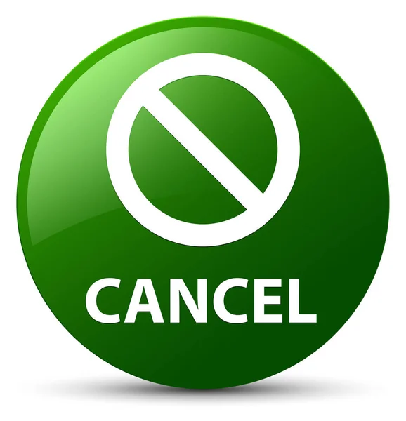 取消 (禁止标志图标) 绿色圆形按钮 — 图库照片