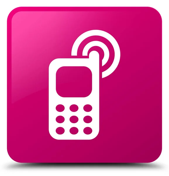 Celular timbre icono rosa botón cuadrado —  Fotos de Stock