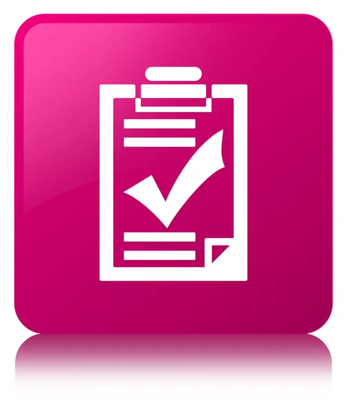 Ícone da lista de verificação botão quadrado rosa — Fotografia de Stock