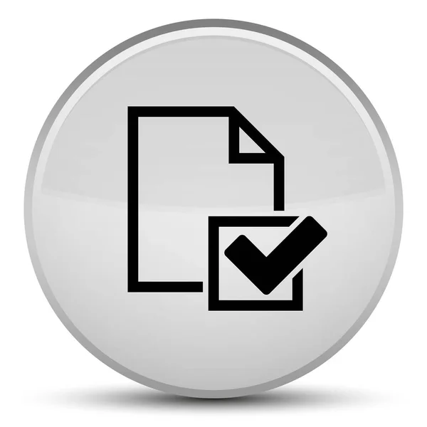 Ícone de lista de verificação botão redondo branco especial — Fotografia de Stock