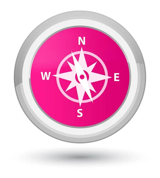 Kompass-Symbol Prime rosa runder Knopf — Stockfoto