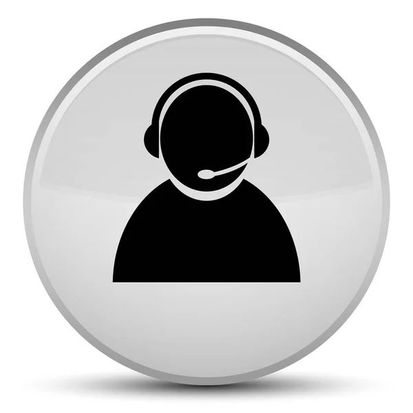 Customer care icon special white round button — Stock Photo, Image