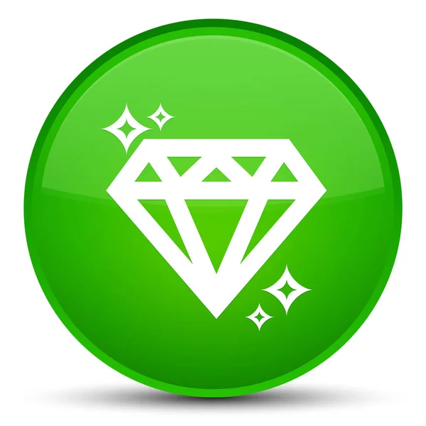 Icône diamant bouton rond vert spécial — Photo