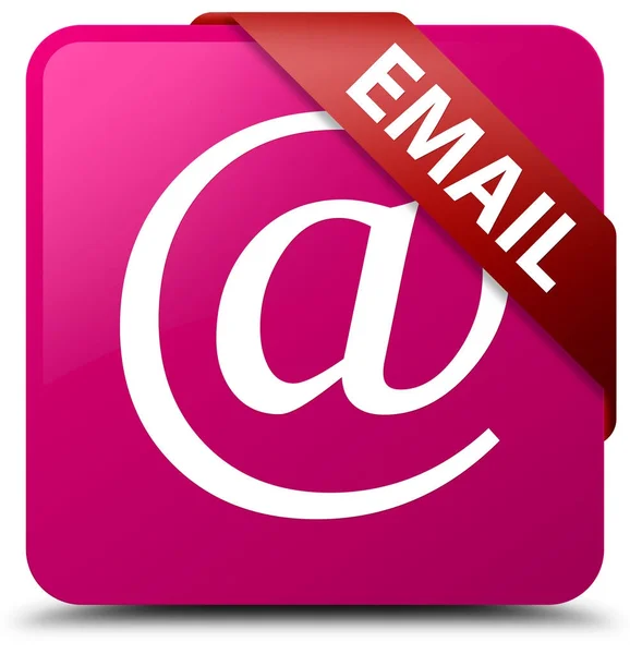 E-Mail (Adresssymbol) rosa quadratischer Knopf rotes Band in der Ecke — Stockfoto