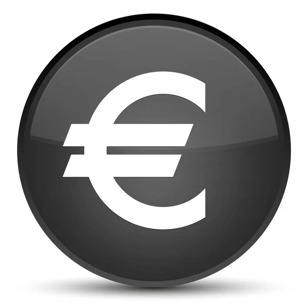 欧元符号图标特殊黑色圆形按钮 — 图库照片