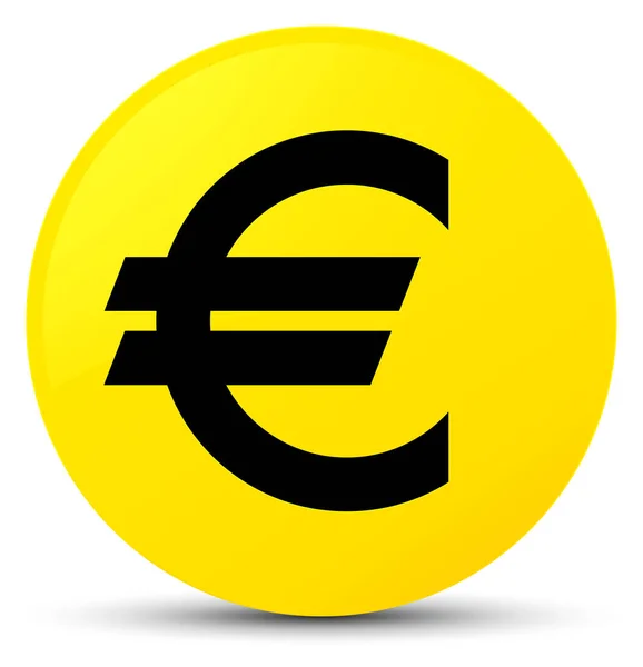 欧元符号图标黄色圆形按钮 — 图库照片
