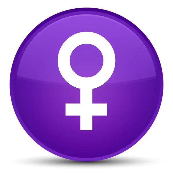 Kobiece znak ikonę specjalne fioletowy okrągły przycisk — Zdjęcie stockowe