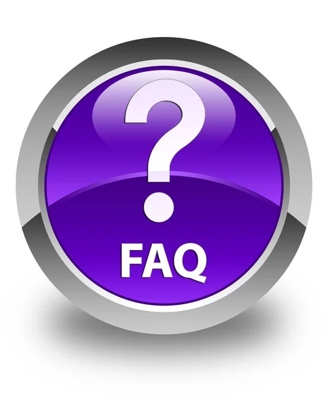 FAQ (fråga ikon) glänsande lila runda knappen — Stockfoto