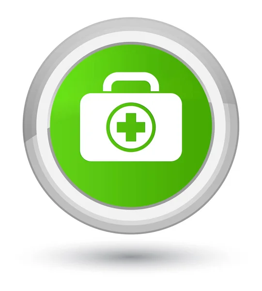 First aid kit icon prime soft green round button — Stock Photo, Image