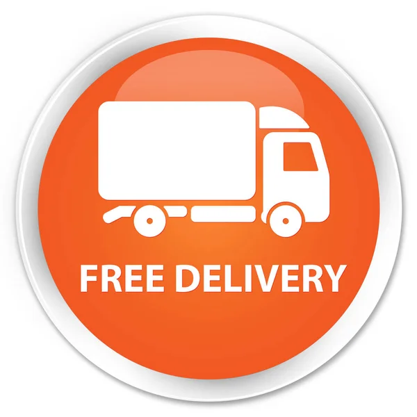 Free delivery premium orange round button — Stock Photo, Image